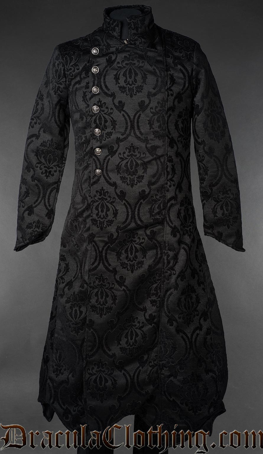 Black Brocade Gothic Military Coat – DraculaClothing