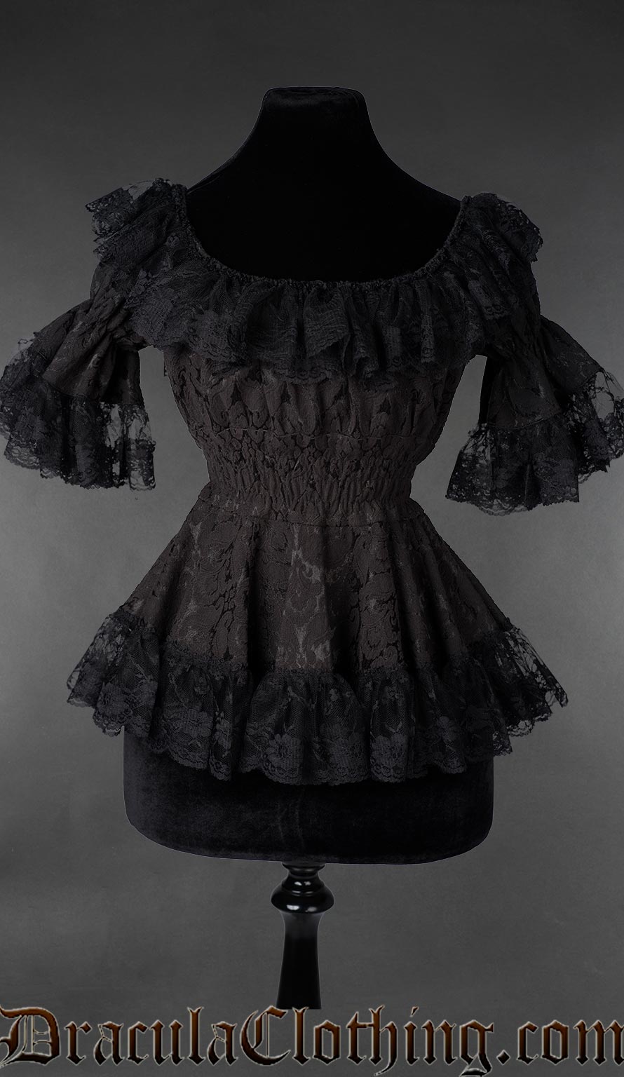 black dress blouse Black Brocade Lace Victorian Blouse – DraculaClothing