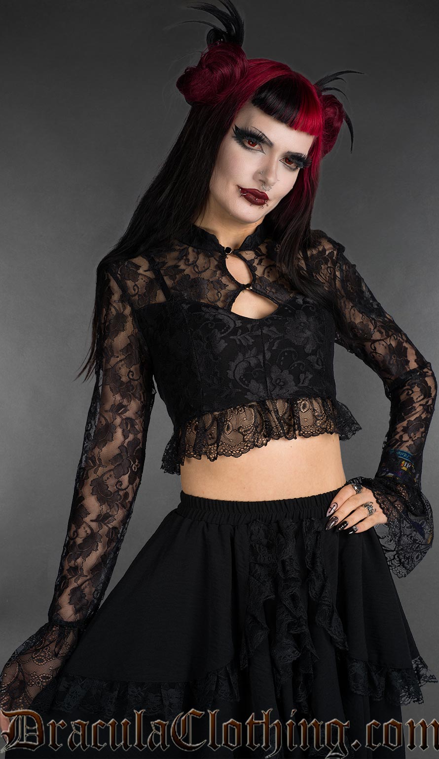 Black Lace Crop Top L/XL