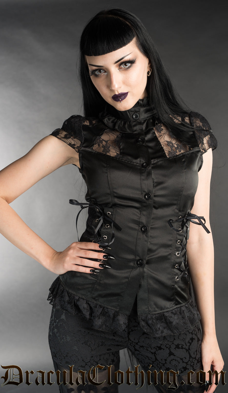 black dress blouse Black Laced Blouse – DraculaClothing