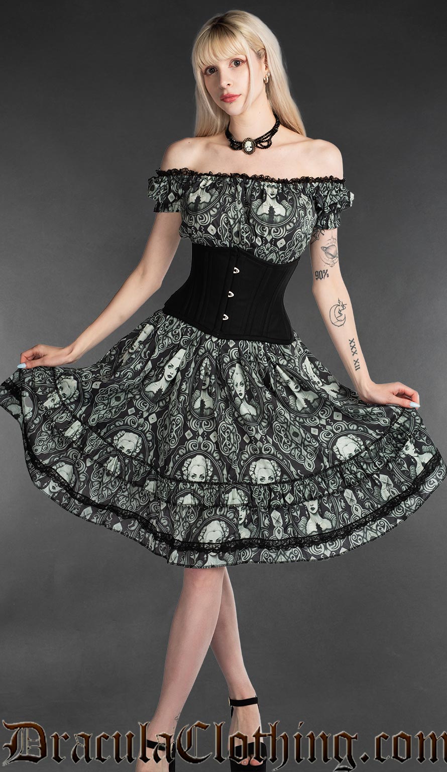 Cameo Gothabilly Dress DraculaClothing Cameo Gothabilly Dress DraculaClothing
