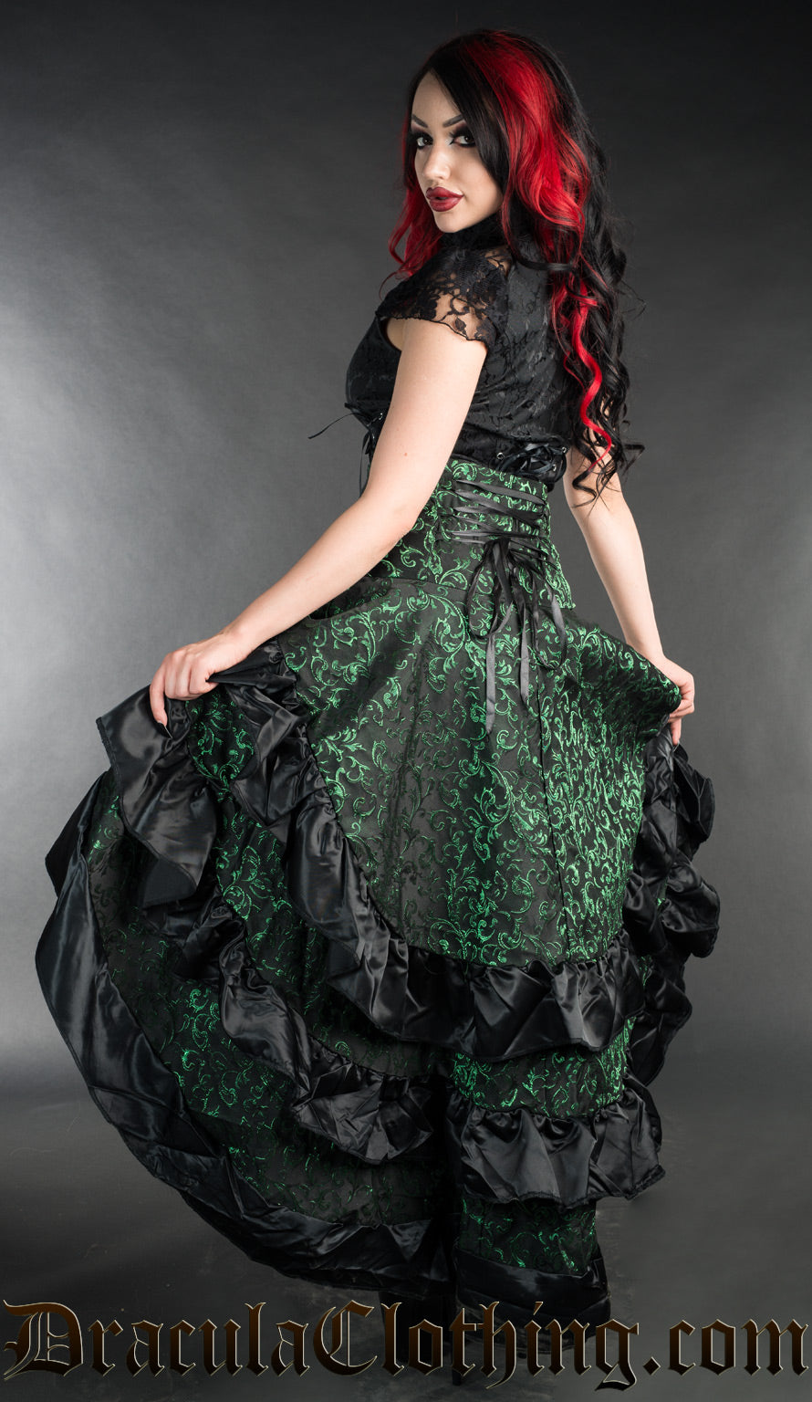 Emerald Layer Bustle Skirt – DraculaClothing Emerald Layer Bustle Skirt – DraculaClothing