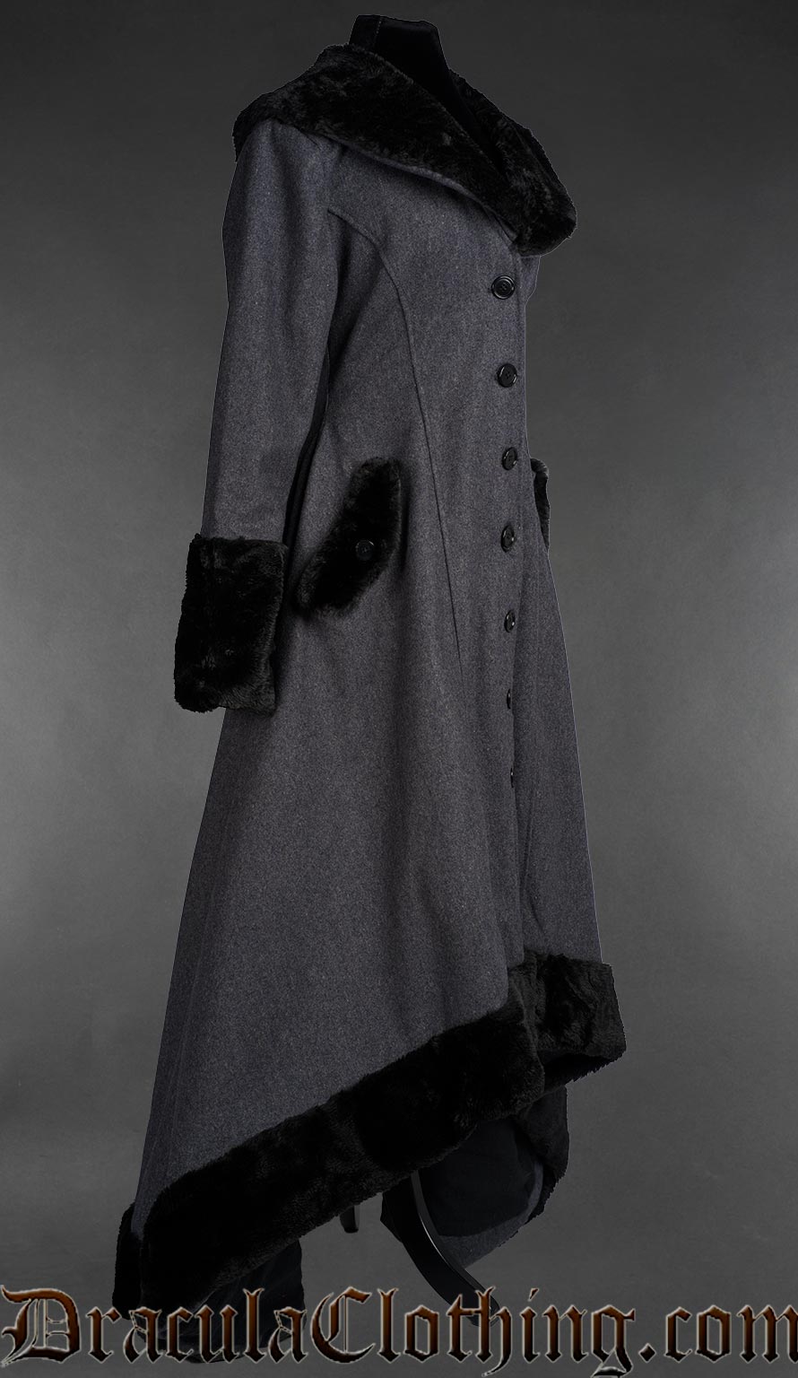 Grey Wool Pocket Winter Coat – DraculaClothing
