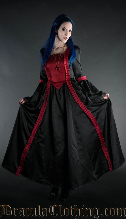 baroque red dress Baroque Floral Applique Dress
