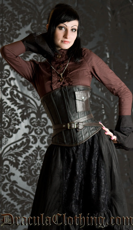 Real Leather Steampunk Pocket Corset – DraculaClothing