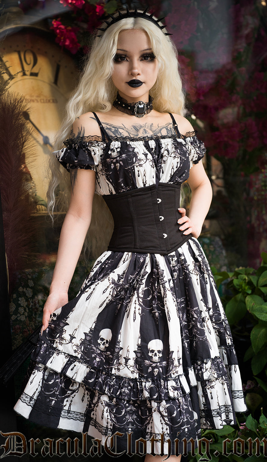 Skull Striped Gothabilly Dress DraculaClothing Skull Striped Gothabilly Dress DraculaClothing