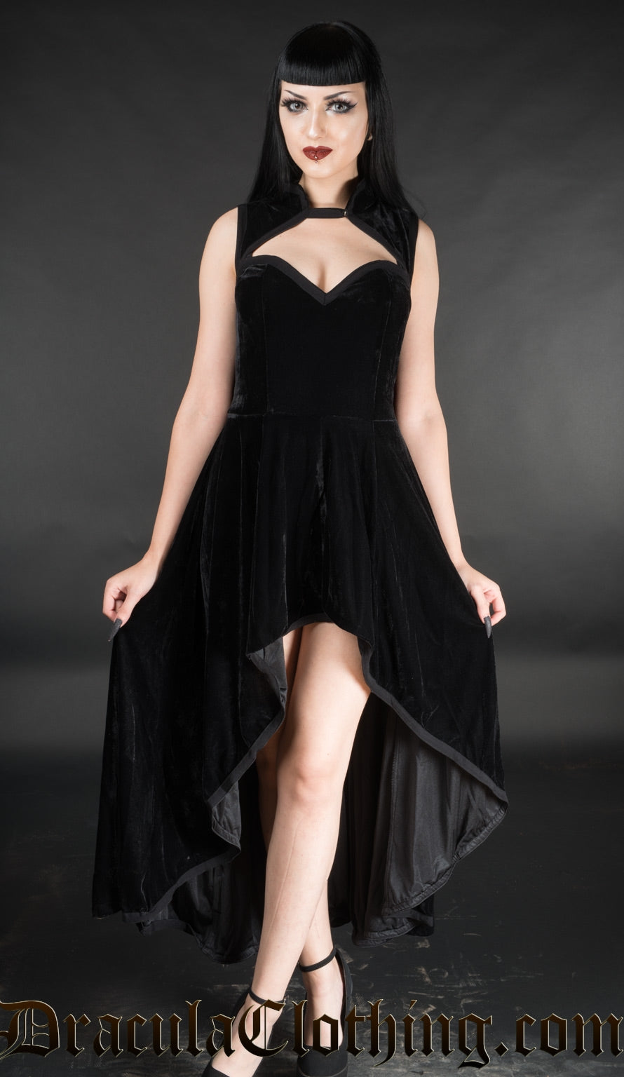 black satin choker dress choker neck one sleeve satin dress Black / SMALL