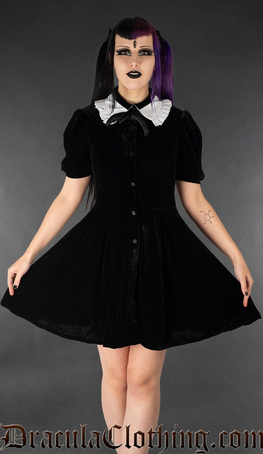 Velvet Short Sleeved Regency Dress S