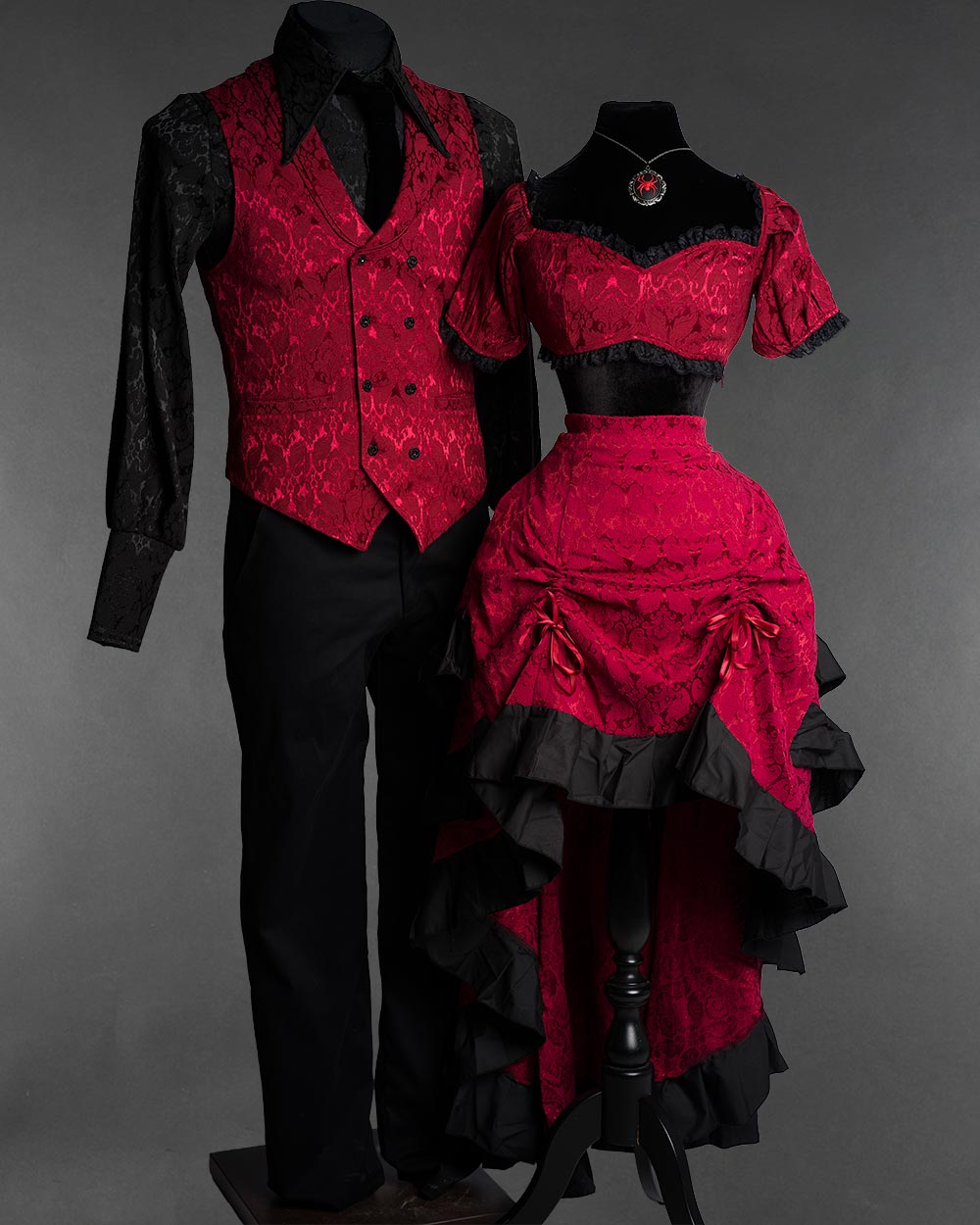Red Brocade Outfit