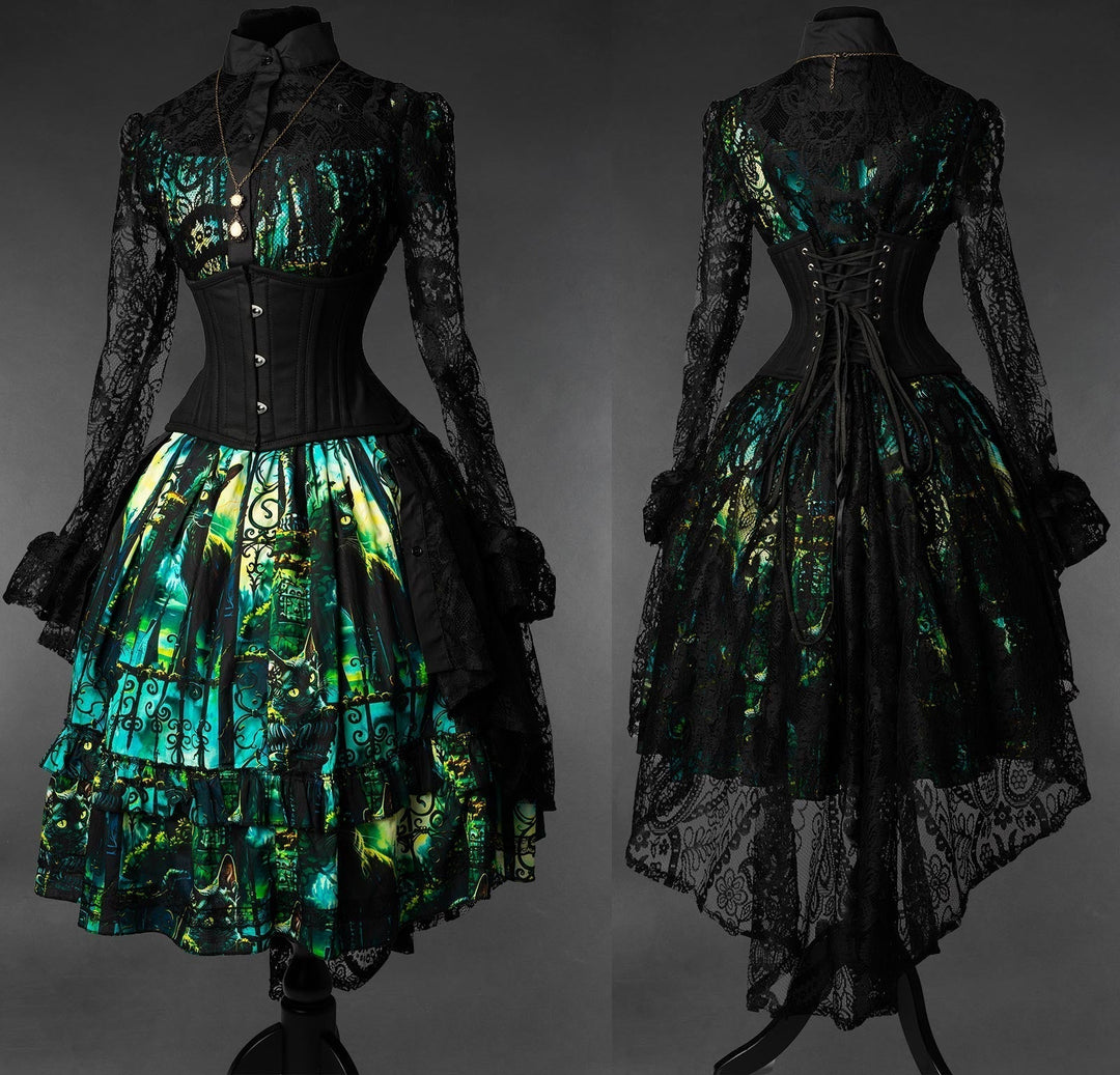 Graveyard cat print outfit