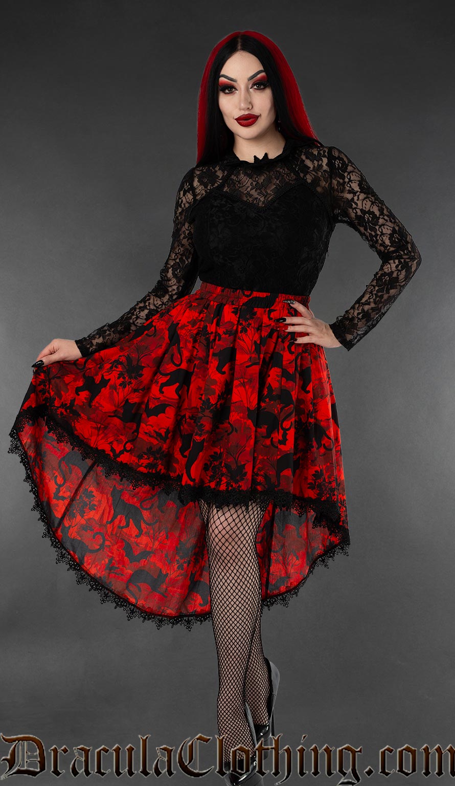 Bats And Cats High Low Skirt