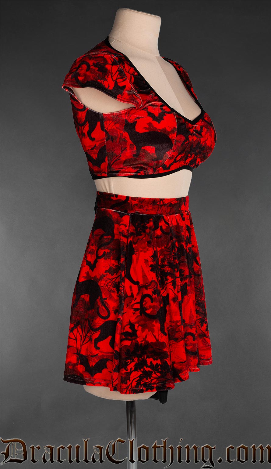 Bats And Cats Velvet Short Skirt