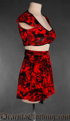 Bats And Cats Velvet Short Skirt