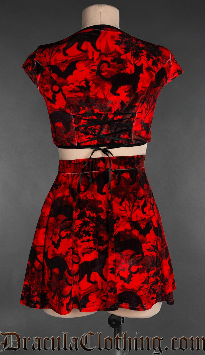 Bats And Cats Velvet Short Skirt