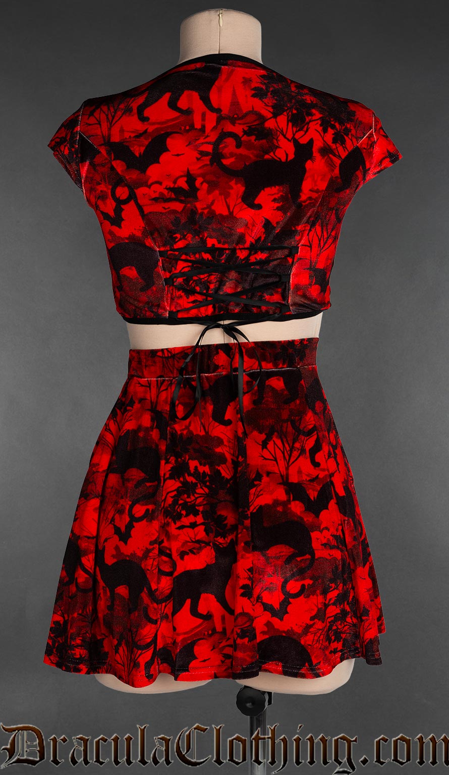 Bats And Cats Velvet Crop Top