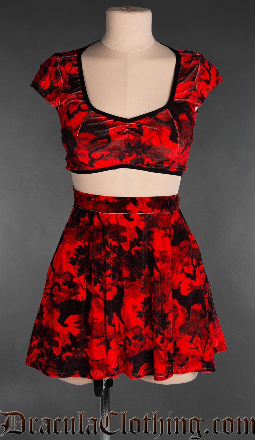 Bats And Cats Velvet Short Skirt