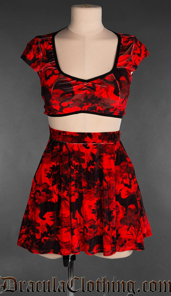 Bats And Cats Velvet Short Skirt