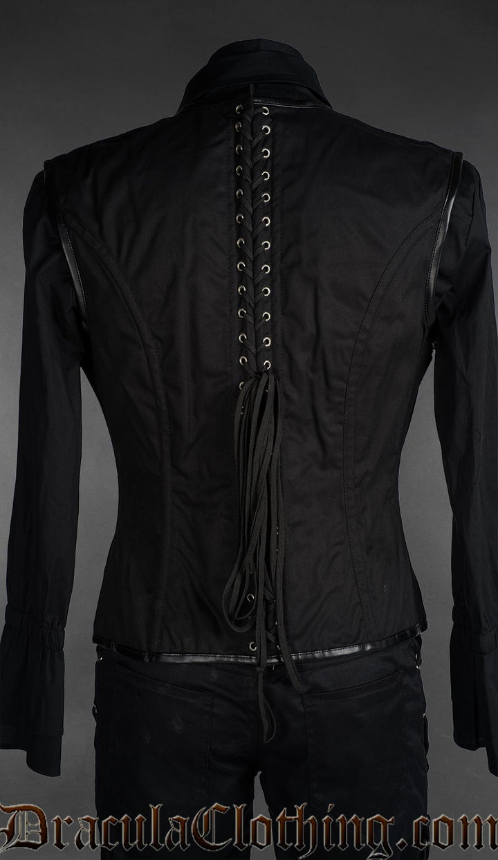 Black And Grey Cotton Corset Vest