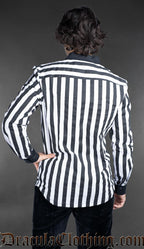 Black and white vertical striped shirt made of 95% cotton