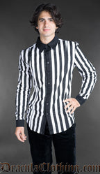 Black and white vertical striped shirt made of 95% cotton