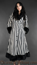 Black And White Striped Winter Coat