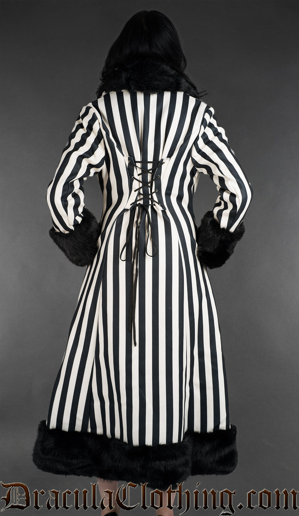 Black And White Striped Winter Coat