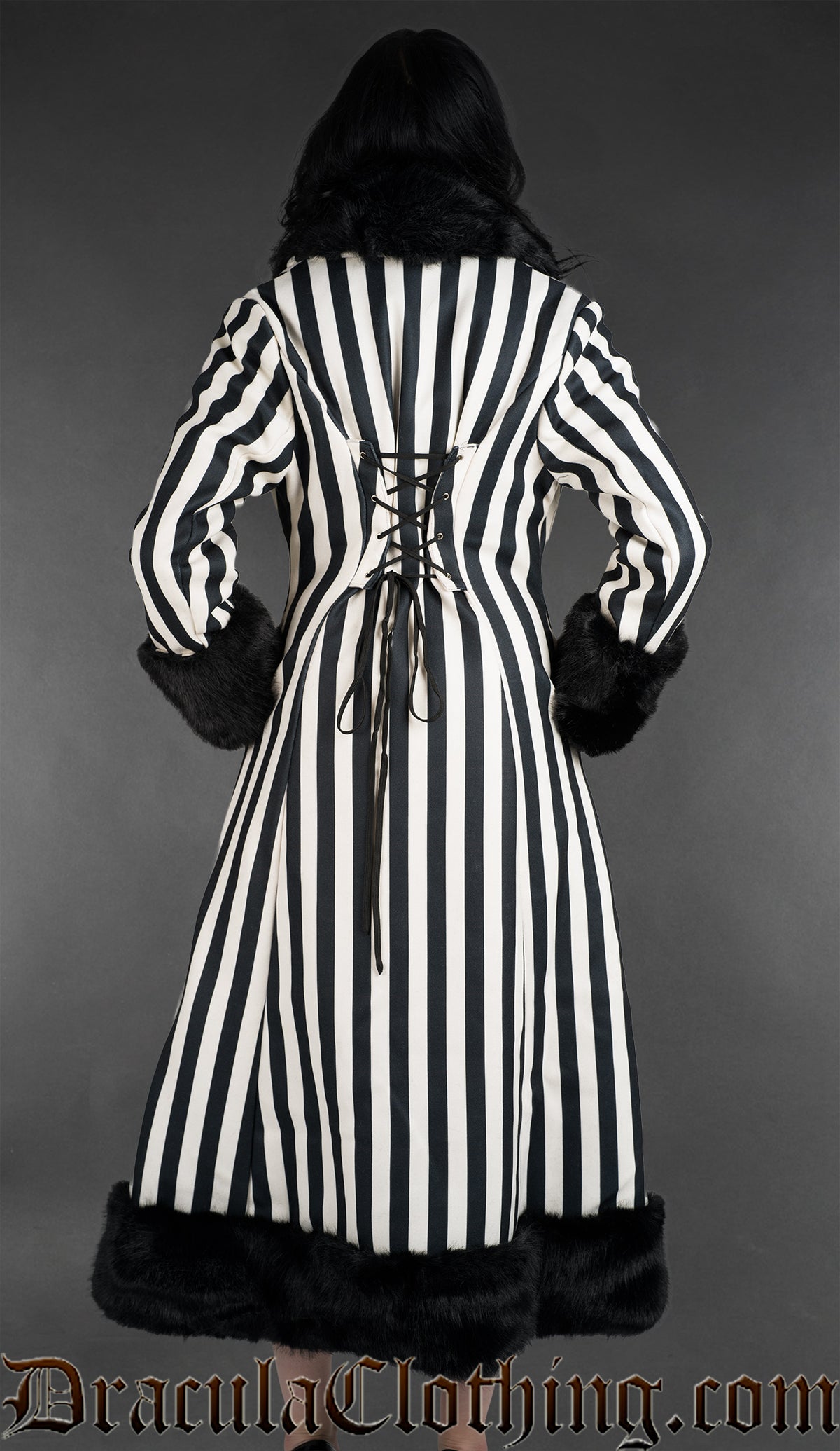 Black And White Striped Winter Coat