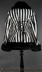 Black And White Striped Winter Jacket