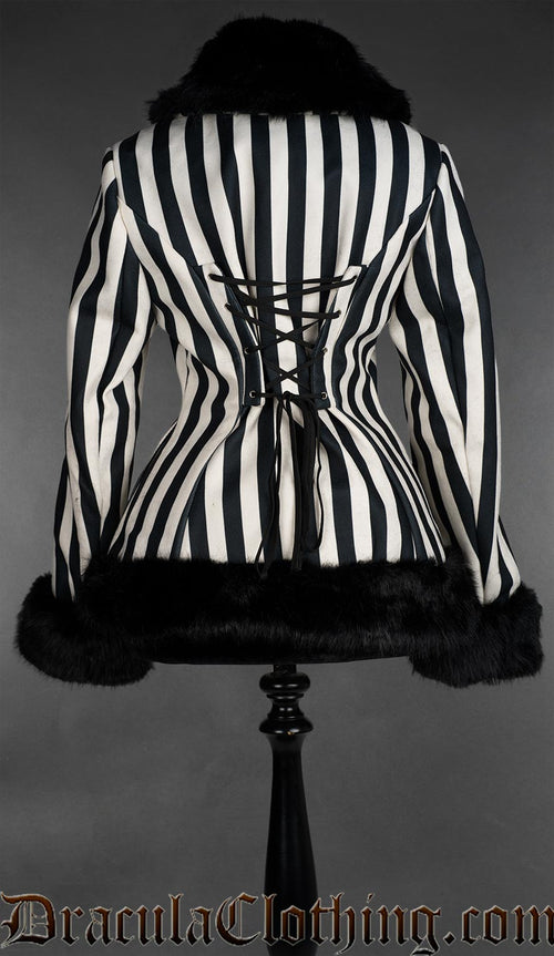 Black And White Striped Winter Jacket