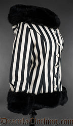 Black And White Striped Winter Jacket With Hood
