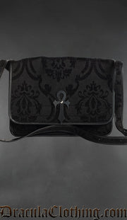 Black Brocade Ankh Shoulder Bag