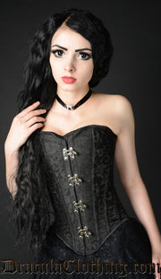 Black Brocade Clasp Overbust Corset