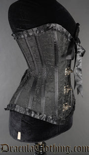 Black Brocade Romantic Clasp Corset