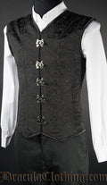 Men's Black Brocade V-Shaper with silver clasp closure