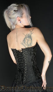 Black Brocade Cleavage Clasp Corset