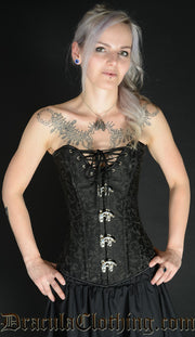 Black Brocade Cleavage Clasp Corset