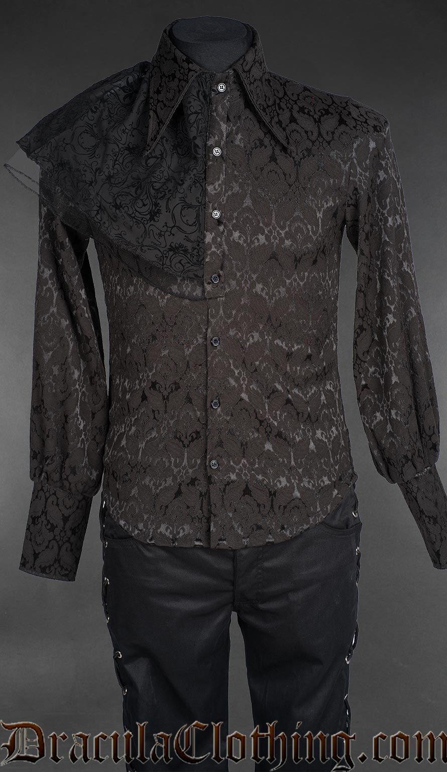 Black Brocade Corporate Goth Shirt
