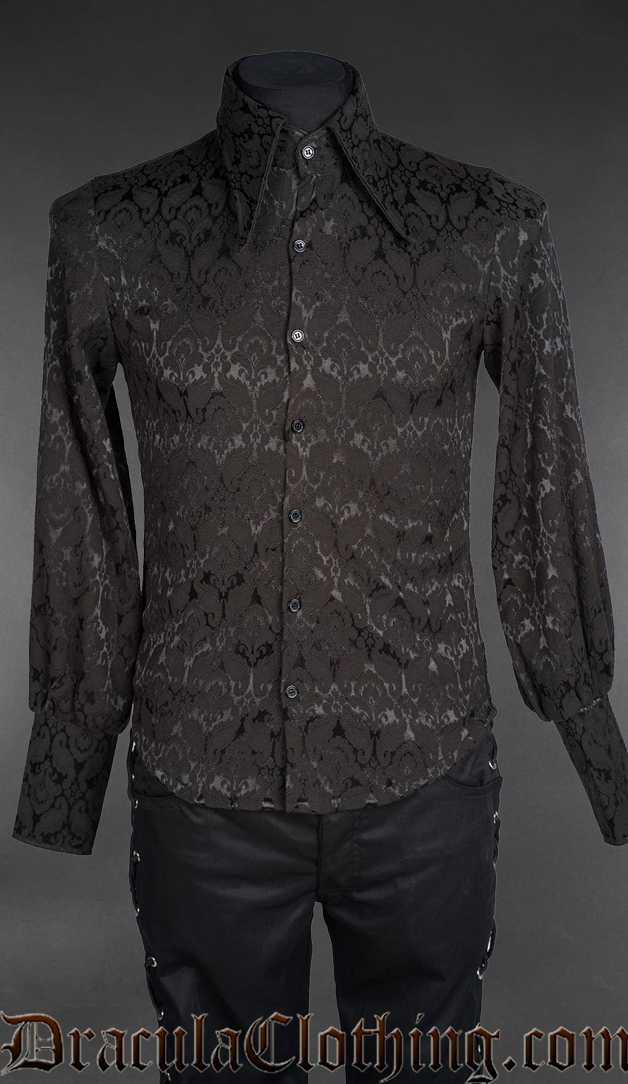 Black Brocade Corporate Goth Shirt