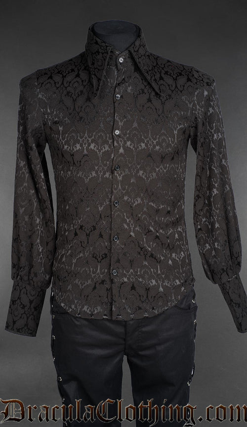 Black Brocade Corporate Goth Shirt