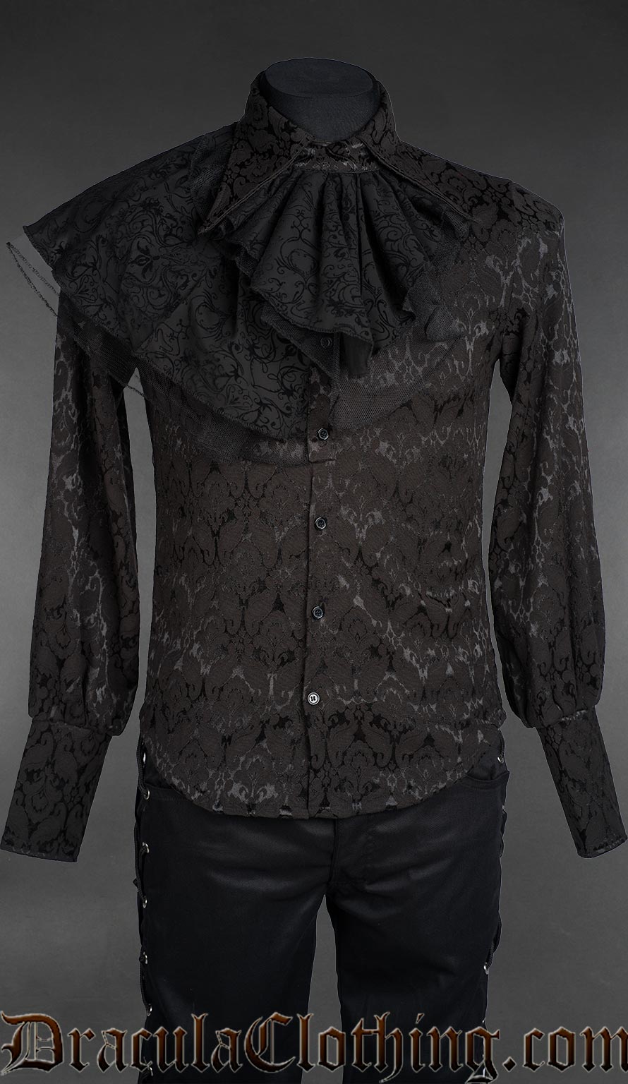 Black Brocade Corporate Goth Shirt