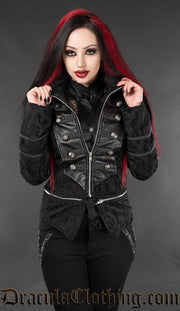 Black Brocade Dieselpunk Jacket