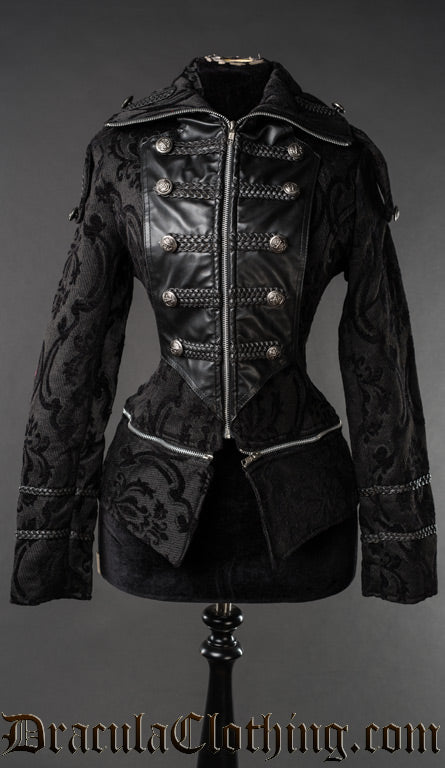 Black Brocade Dieselpunk Jacket