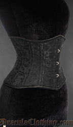 Black Brocade Double Boned Waist Cincher