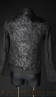 Black Brocade Double Buttoned Vest