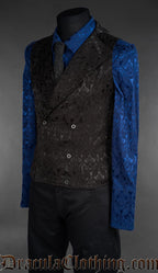 Black Brocade Double Buttoned Vest
