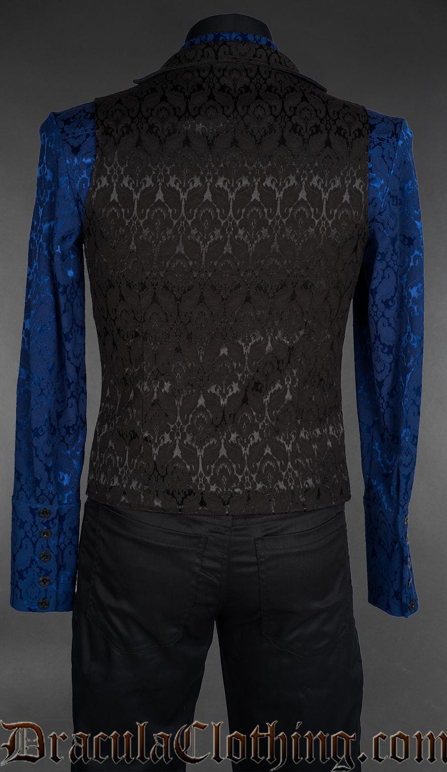 Black Brocade Double Buttoned Vest