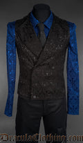 Black Brocade Double Buttoned Vest