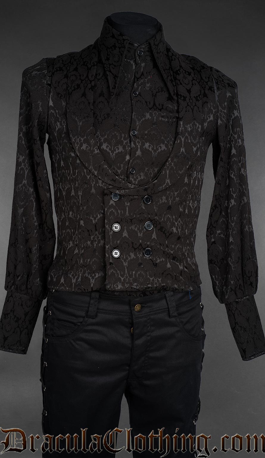 Black Brocade Dracula Waistcoat