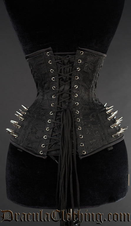 Black Brocade Extreme Waist Spike Corset