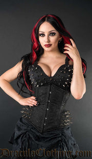 Black Brocade Extreme Waist Spike Corset